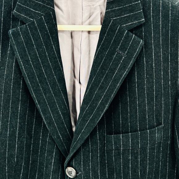 Vintage 90s Hugo Boss Black Pinstripe Three-Button Blazer Jacket - Picture 2 of 8